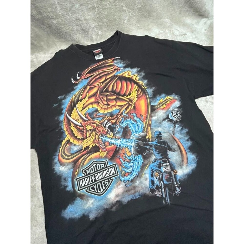 Harley Davidson Vintage Tennessee Shirt Men 2XL Black Y2K Smoky Mountain 2009